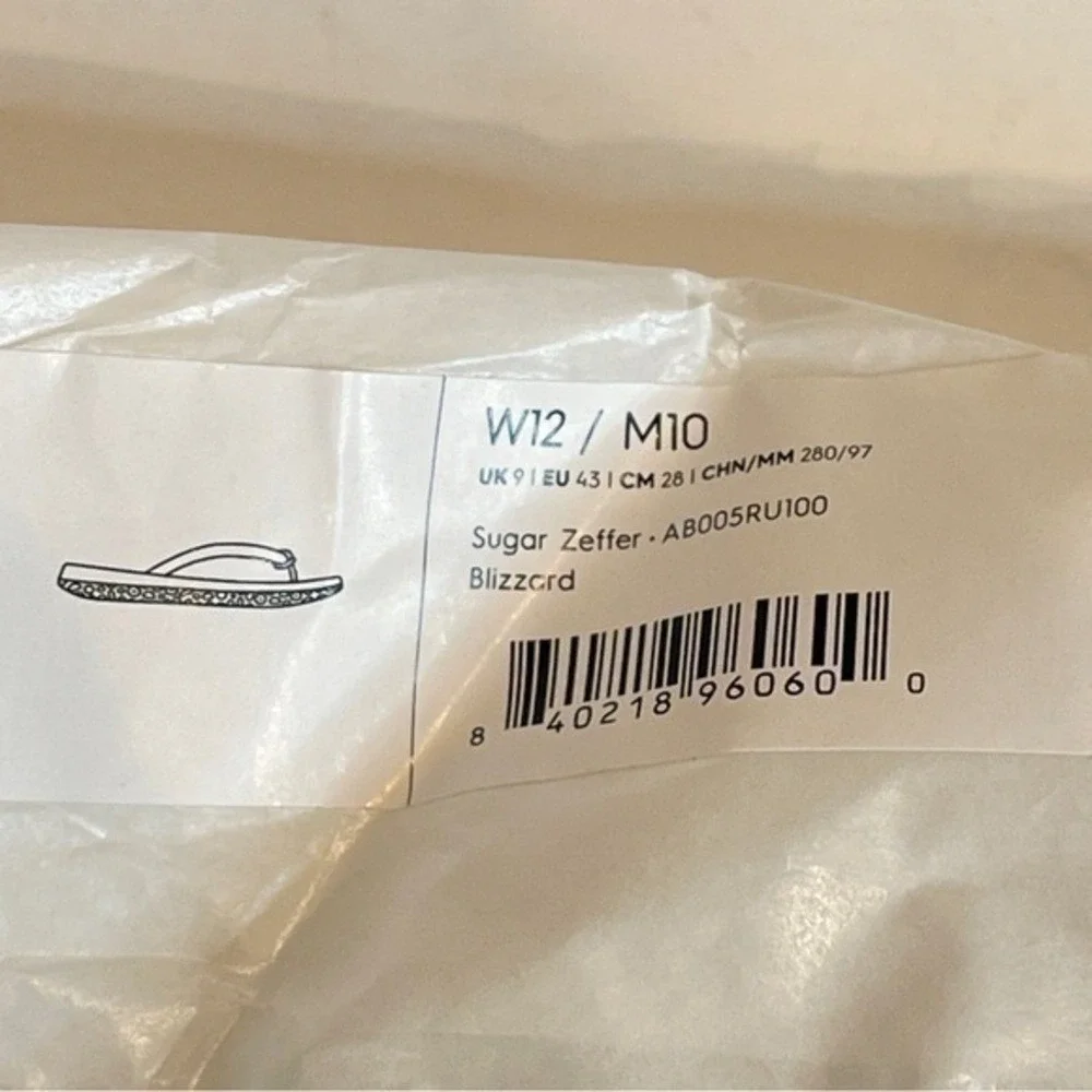 Allbirds Slides Mens Size 10 Sugar Zeffer Flip Flops‎ Unisex White Blizzard NWT - Picture 6 of 13